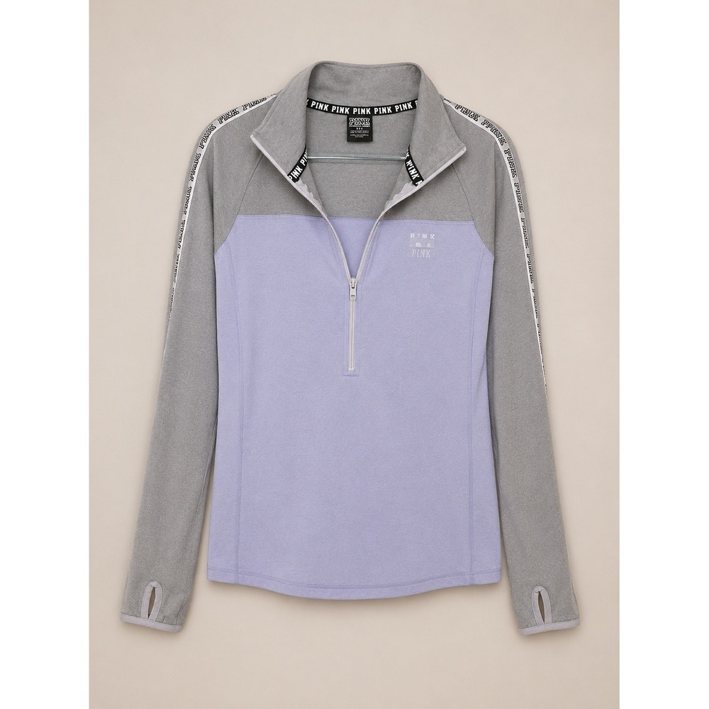 PINK Victoria's Secret Ultimate Quarter Zip Pullover Top Gray Lavender M